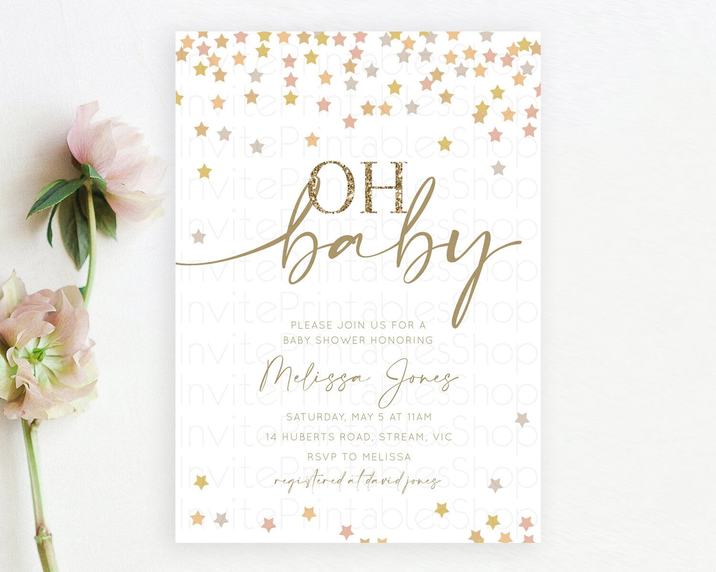 Twinkle Star Baby Shower Invitation Pastel Twinkle Star Invitation Rainbow Pastel Colorful Confetti Twinkle Little Star Baby Shower D10342