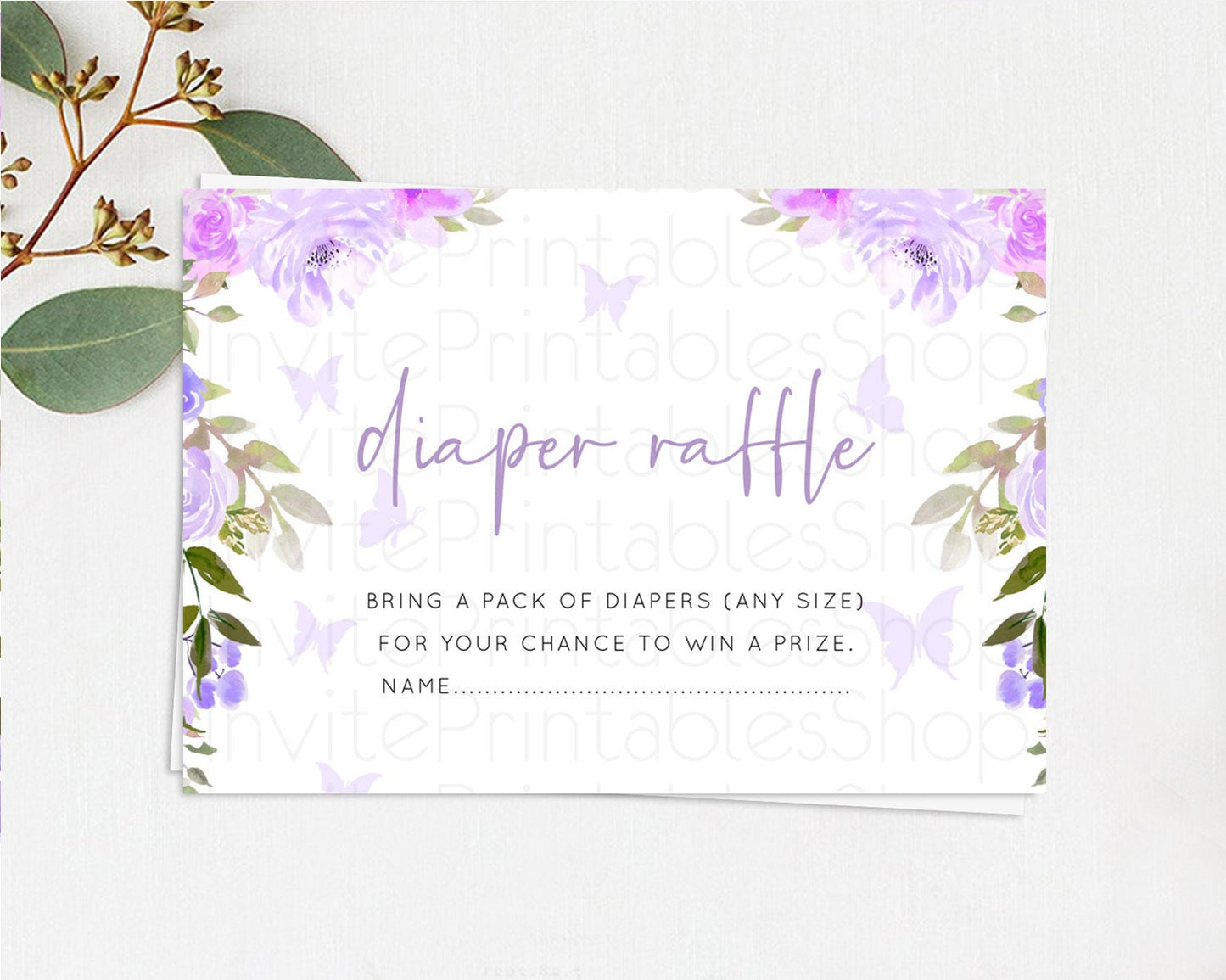 Secret Garden Diaper Raffle Card Boho Wildflower Diaper Raffle Insert Pastel Flower Garden Baby Shower Card Flower Raffle Game D10719