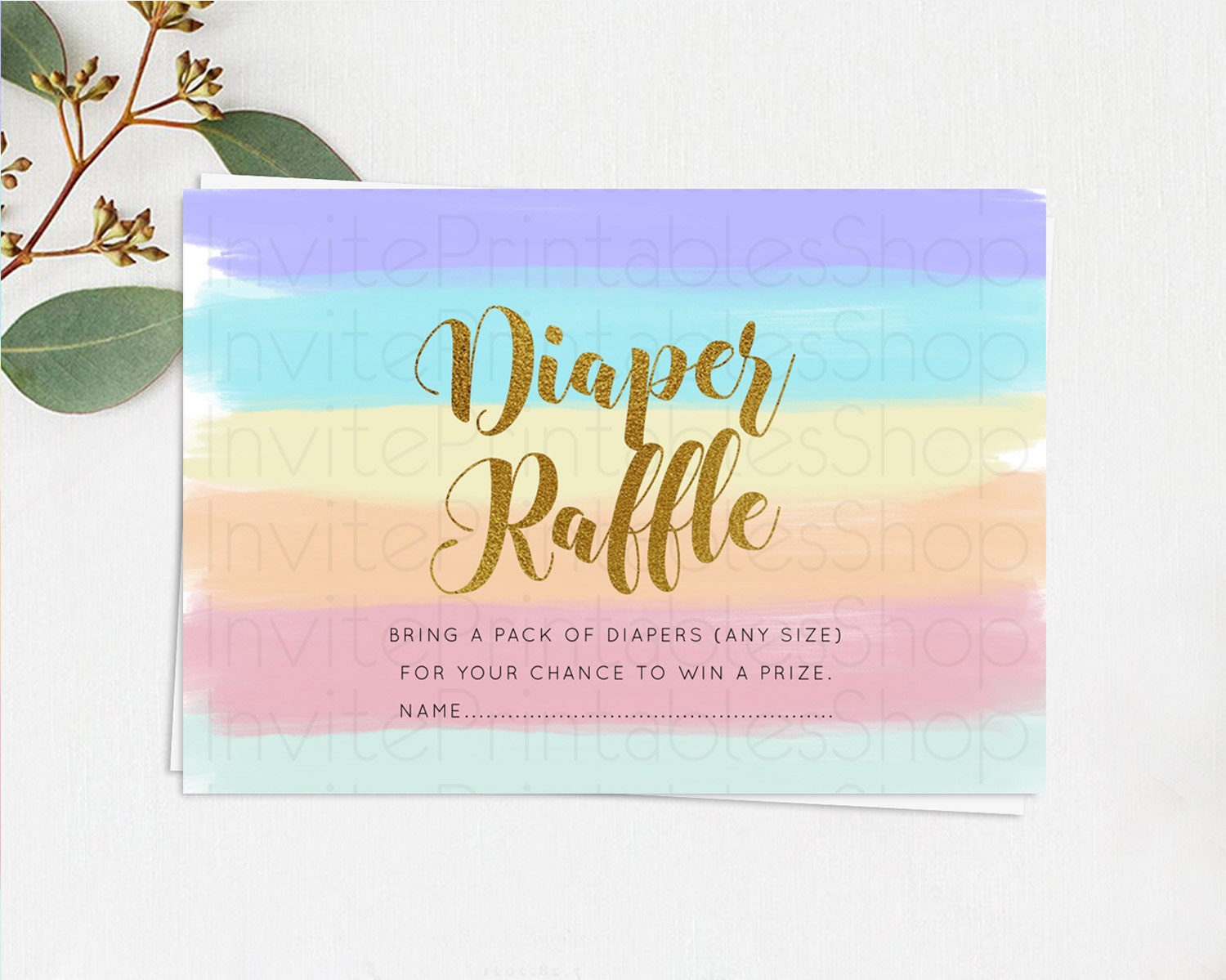 Editable Pastel Diaper Raffle Card Pastel Rainbow Diaper Raffle Insert Color