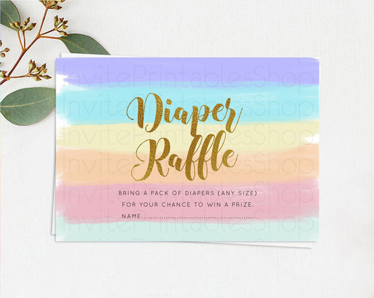 Editable Pastel Diaper Raffle Card Pastel Rainbow Diaper Raffle Insert Color