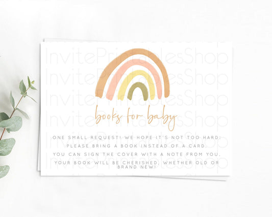 Editable Pastel Rainbow Books For Baby Card Boho Rainbow Book Insert Boho Ra