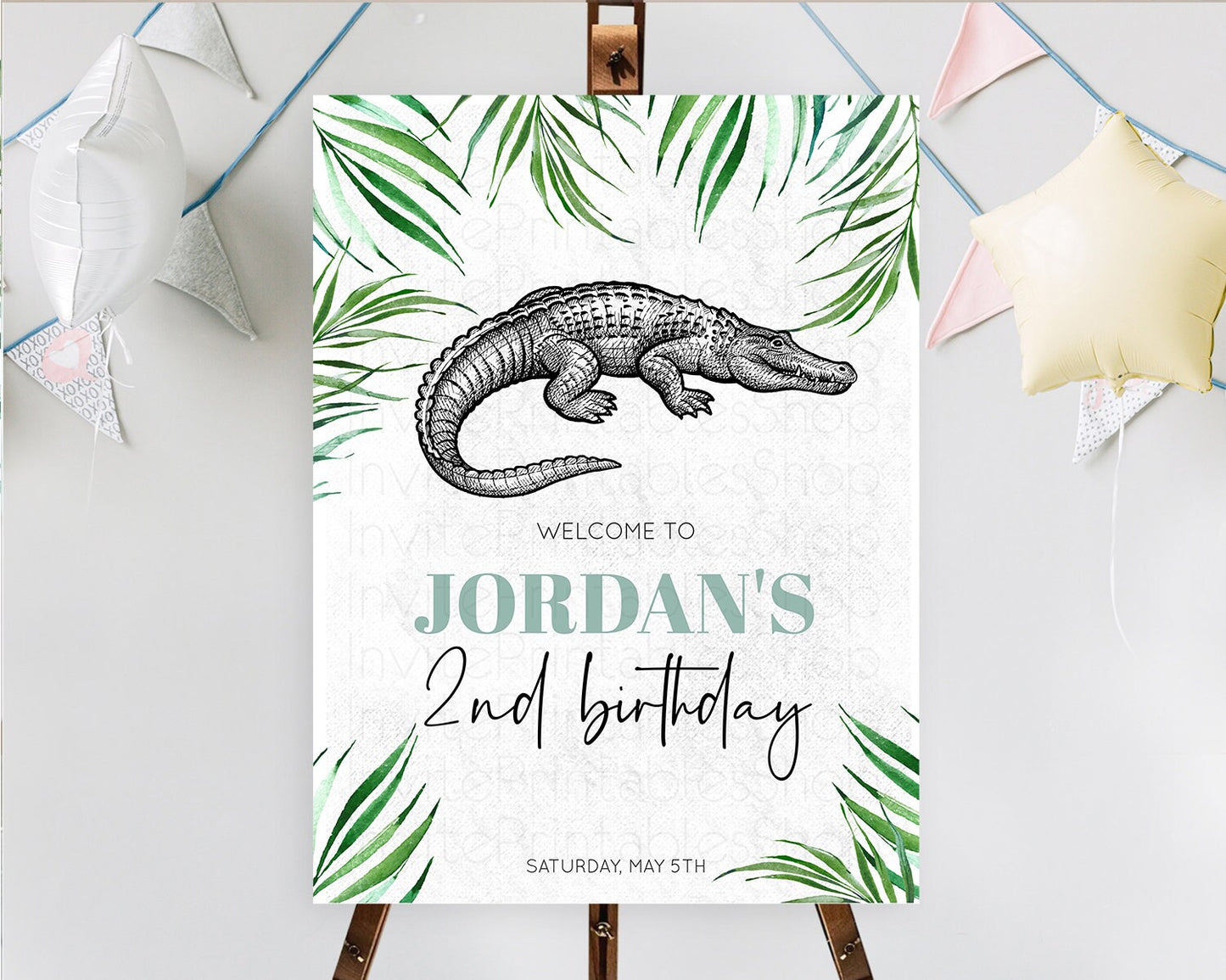 Crocodile Welcome Sign Alligator Welcome Board Croc Gator Party Welcome Poster Safari Decor Croc Gator First Birthday Welcome Sign D10847