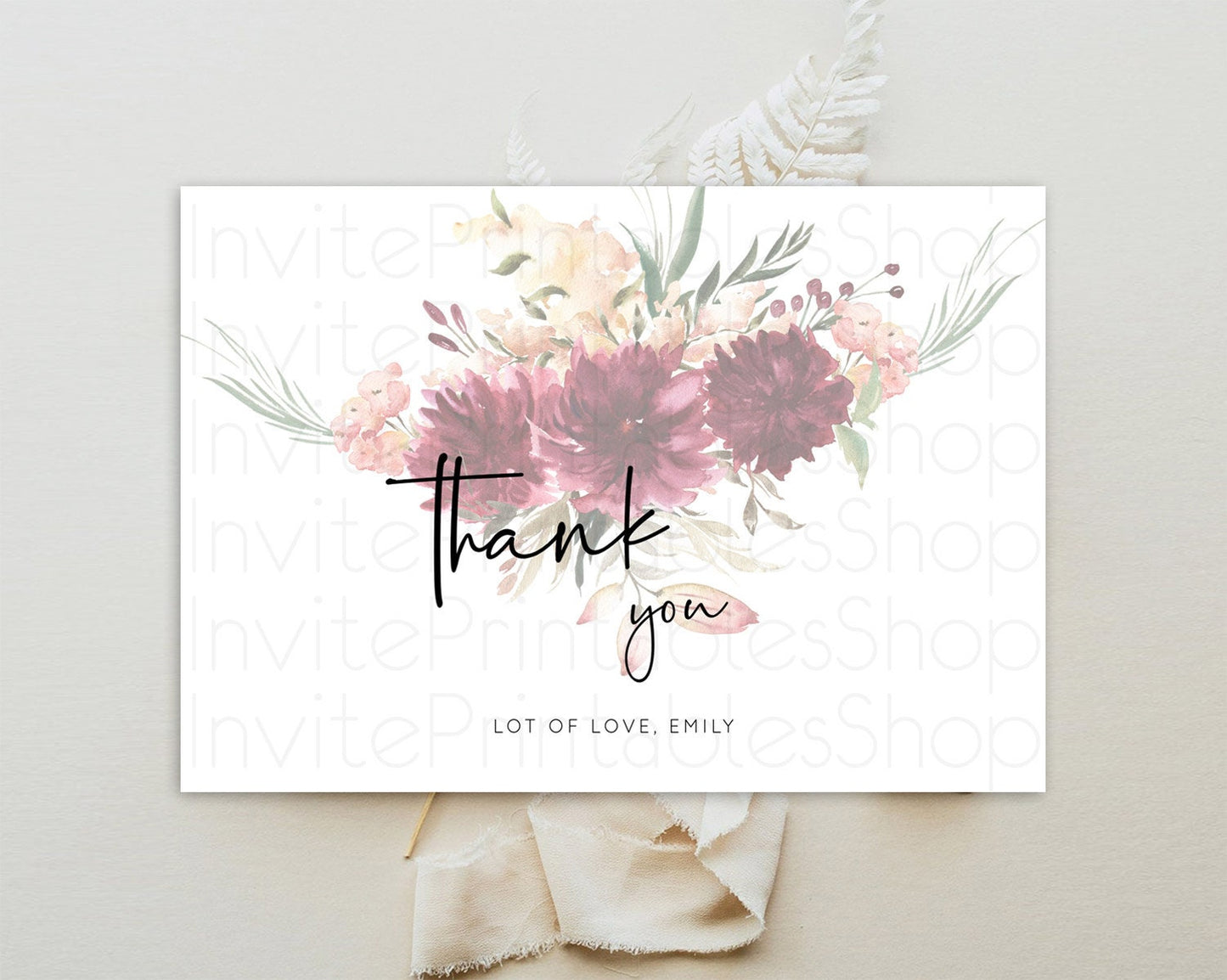 Secret Garden Thank You Wildflower Thank You Card Pastel Flower Garden Birthday Thank You Card Boho Floral Teacher Thank You Card D10685