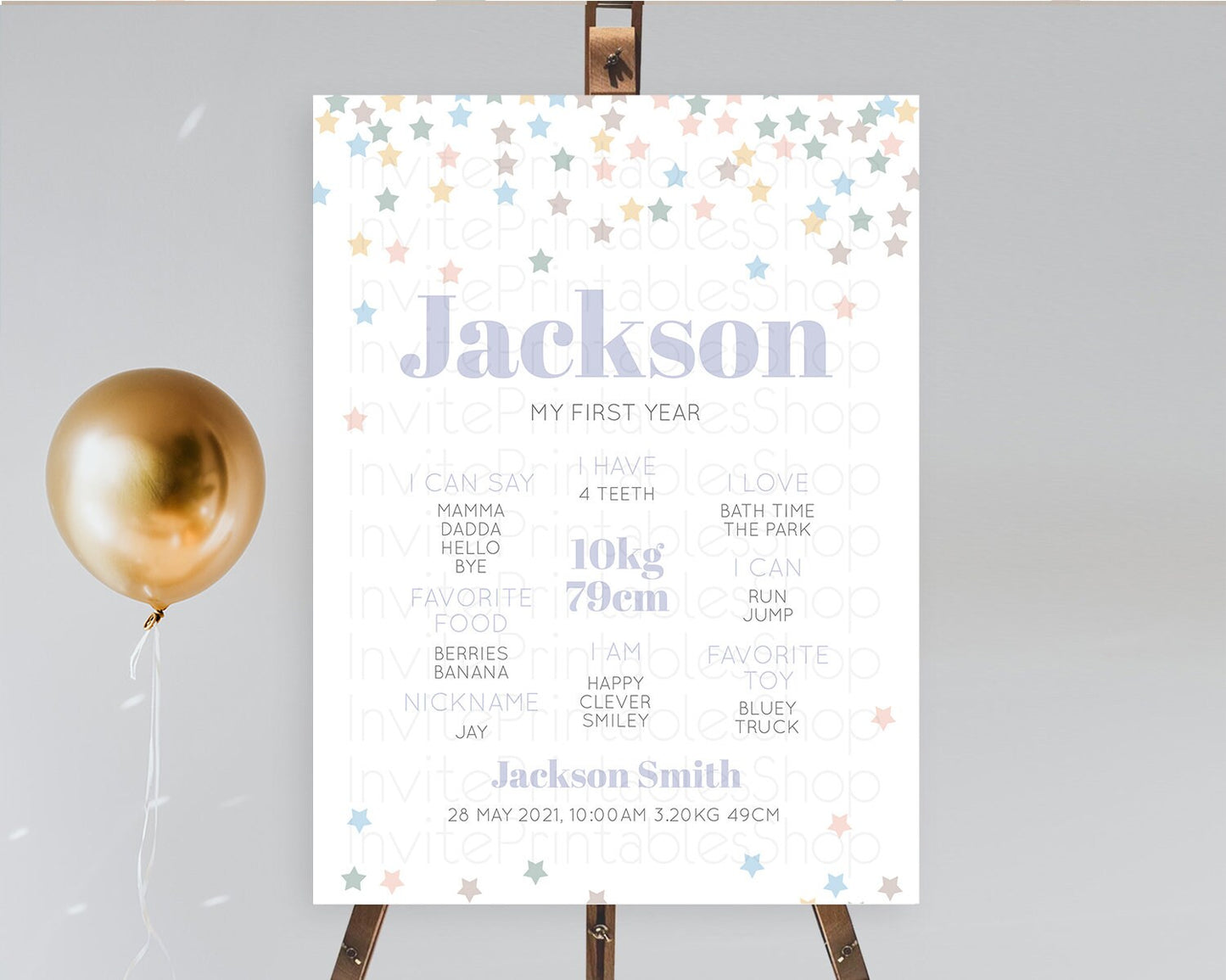 Star First Birthday Milestone Poster Pastel Stars Milestone Shooting Star Rainbow Colorful Confetti Twinkle Little Star 1st Birthday D10795