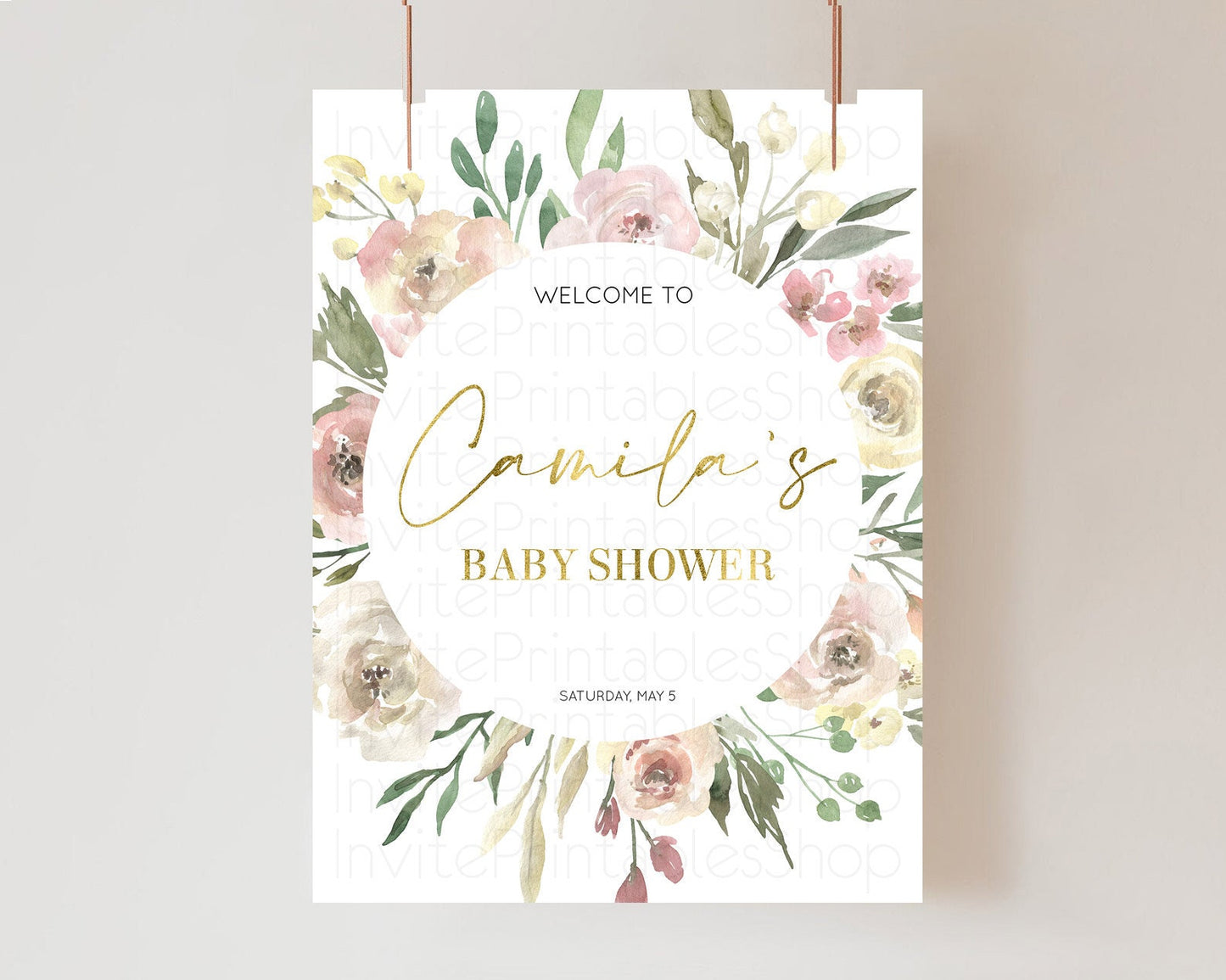 Editable Secret Garden Baby Shower Welcome Sign Wildflower Welcome Board Pas