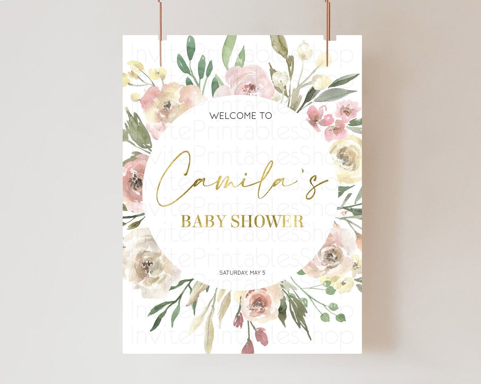 Editable Secret Garden Baby Shower Welcome Sign Wildflower Welcome Board Pas