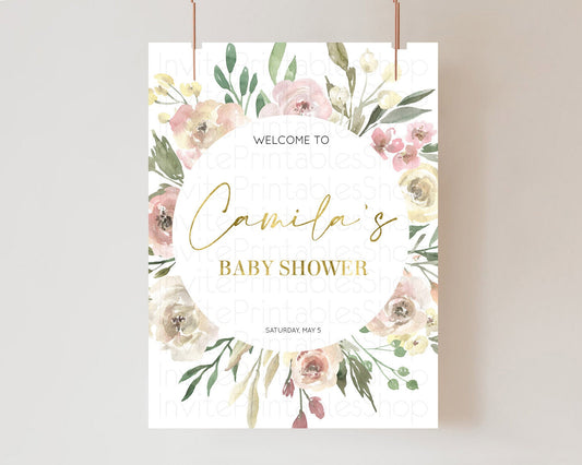 Editable Secret Garden Baby Shower Welcome Sign Wildflower Welcome Board Pas