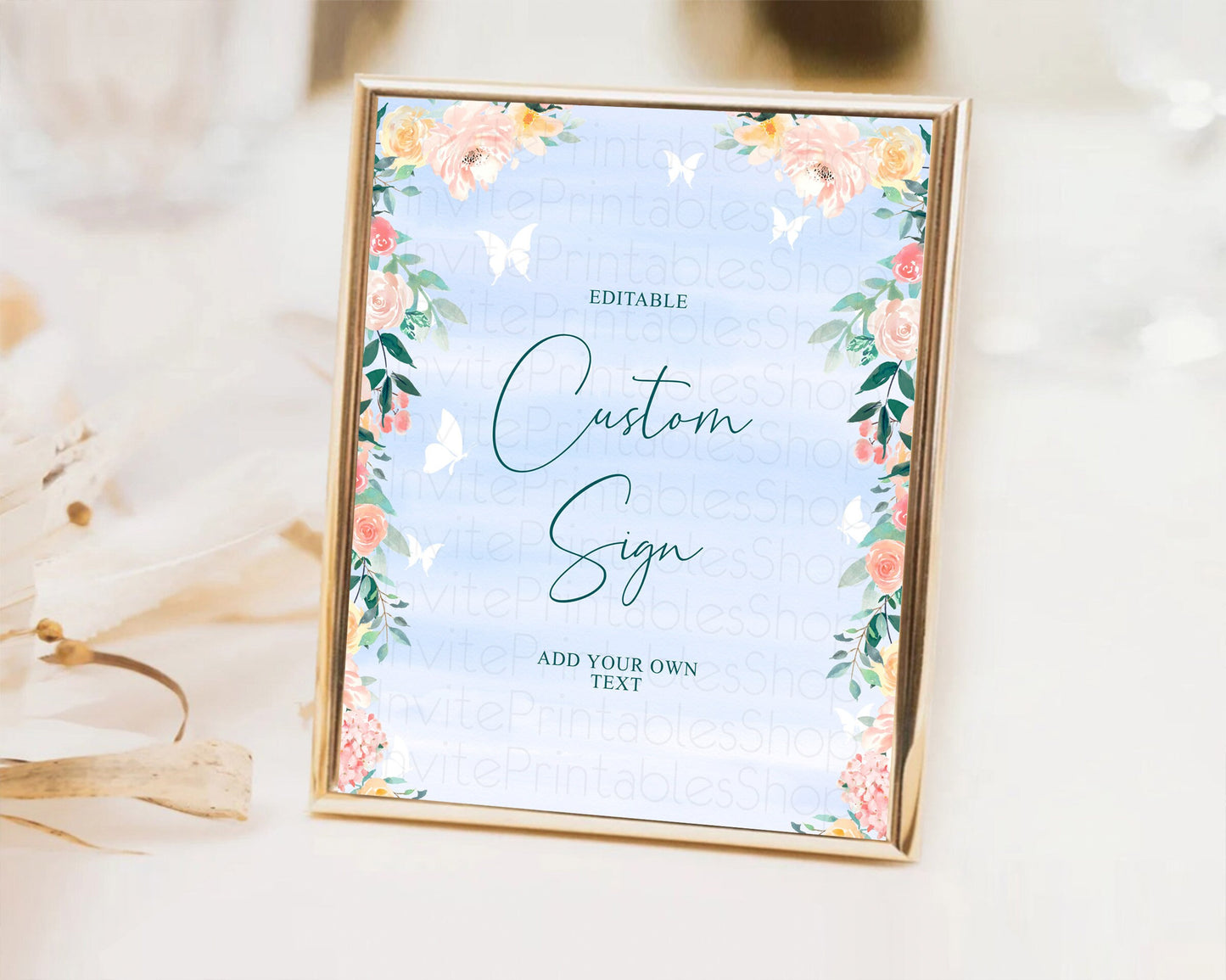 Editable Wildflower Floral Table Sign Decor Secret Garden Sign Template Past