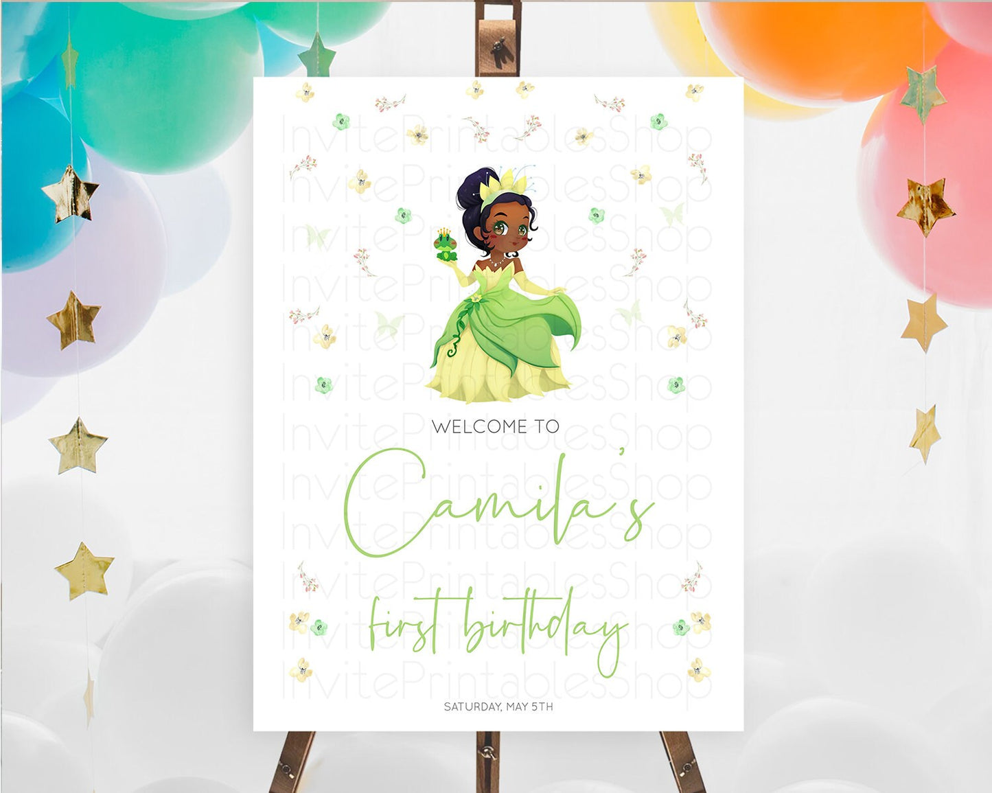 Princess Birthday Welcome Sign Castle Welcome Board Secret Garden Enchanted Castle Pastel Floral Garden First Birthday Welcome Sign D10348