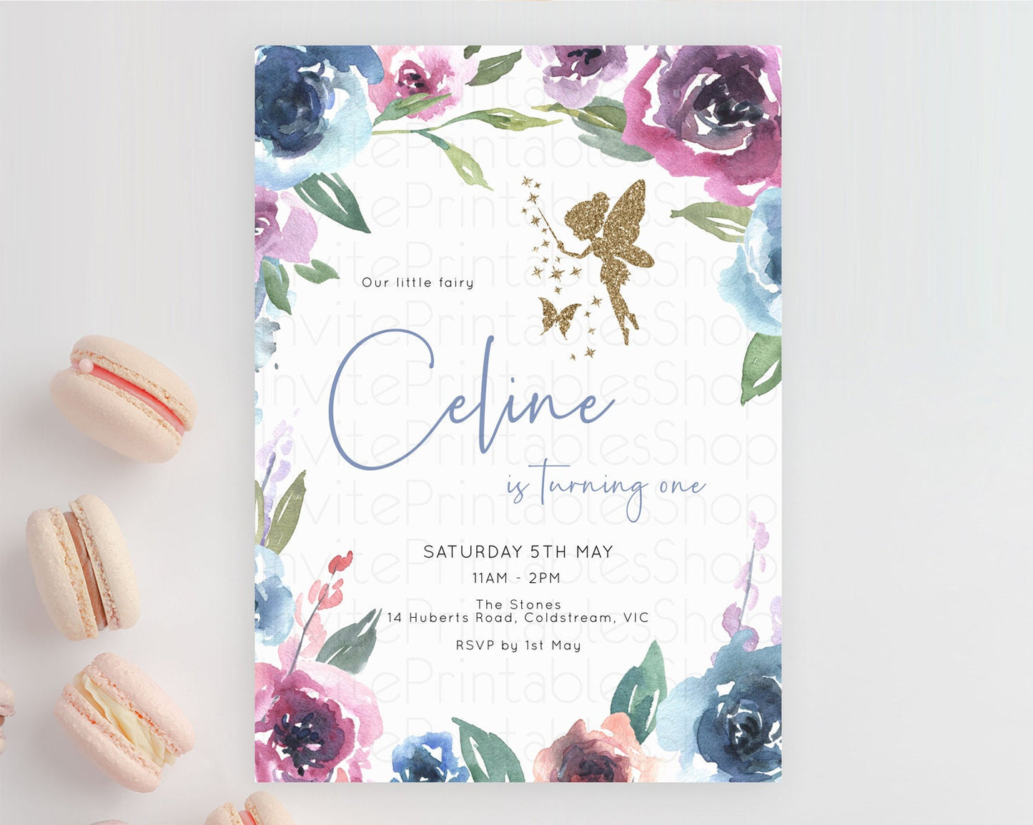 Fairy Birthday Invitation Fairy Invites Fairy Tea Party Fairy Garden Birthday Secret Garden Enchanted Garden Pastel Floral Butterfly D10188