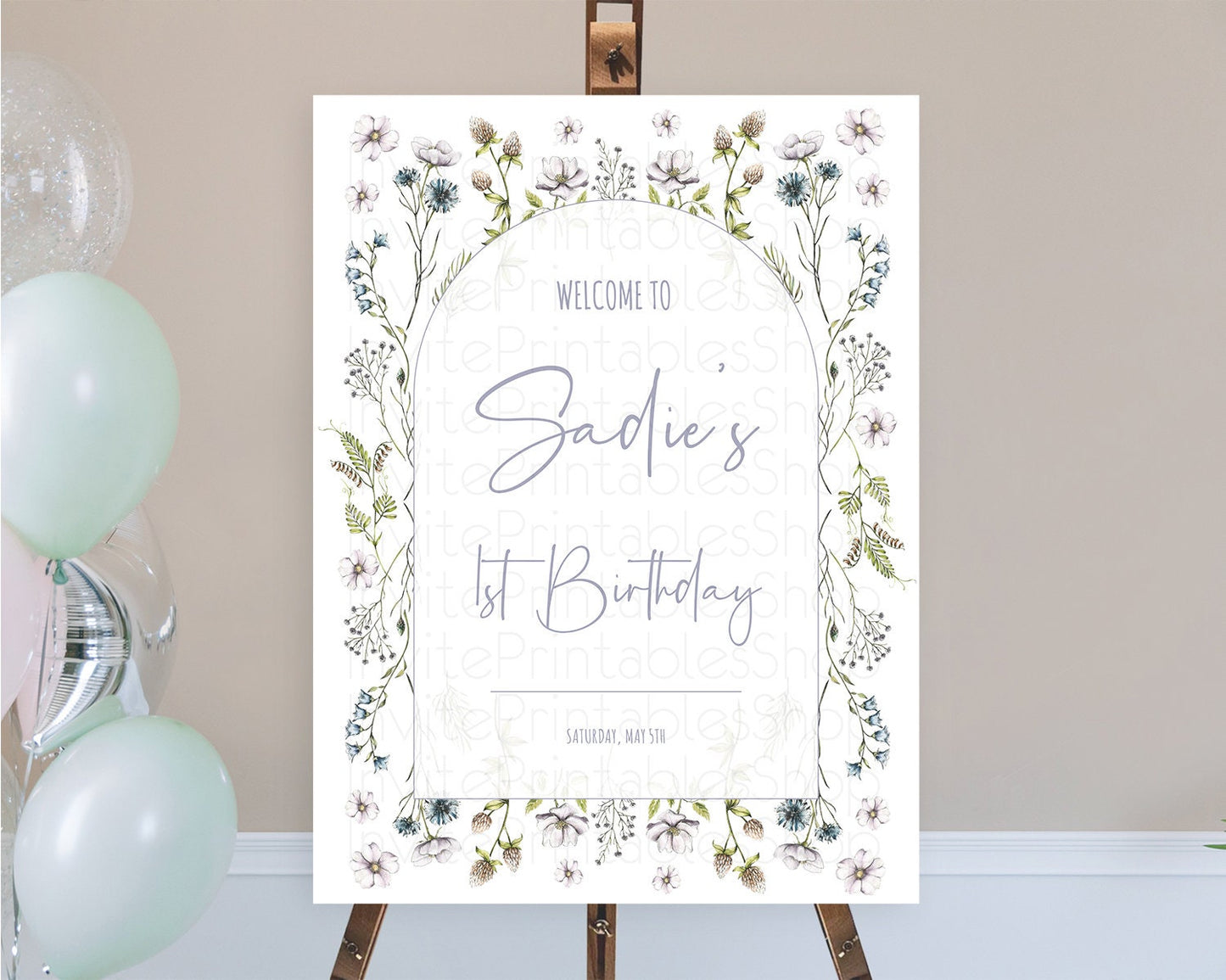 Secret Garden Welcome Sign Wildflower Welcome Board Pastel Flower Garden Welcome Poster Boho Wildflower First Birthday Welcome Sign D10603