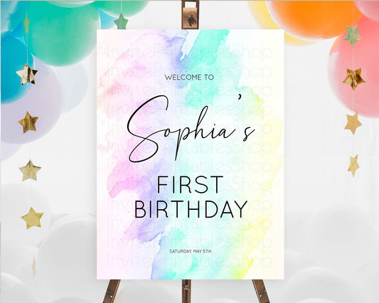 Editable Pastel Welcome Sign Pastel Rainbow Welcome Sign Colorful Rainbow Co