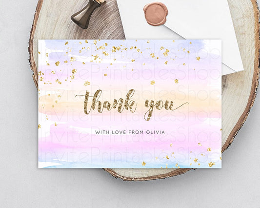 Editable Pastel Thank You Rainbow Thank You Card Colorful Pastel Birthday Th
