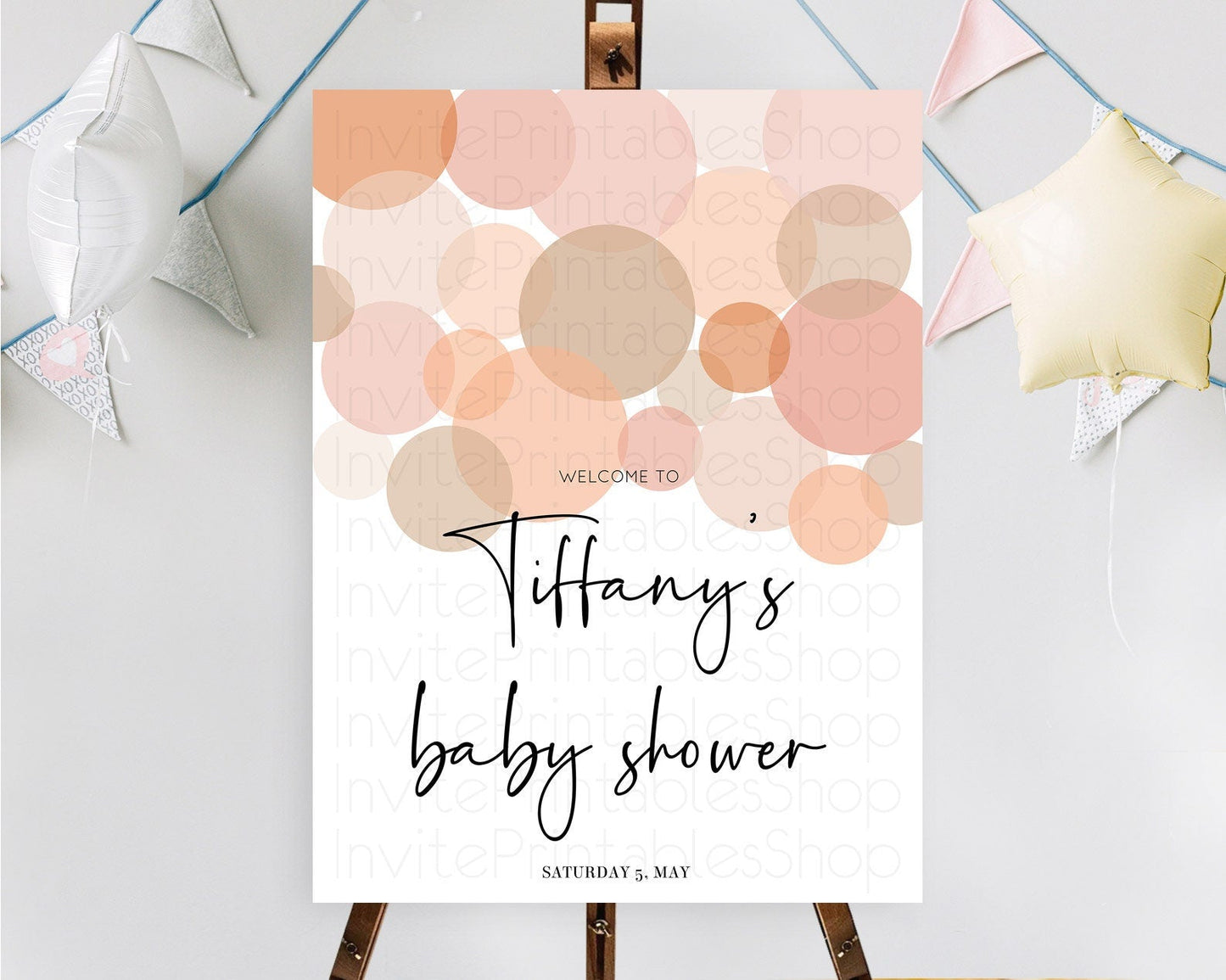 Orange Baby Shower Welcome Board Confetti Welcome Sign Pastel Ombre Orange Confetti Welcome Poster Bubbles Confetti Welcome Decor D10230