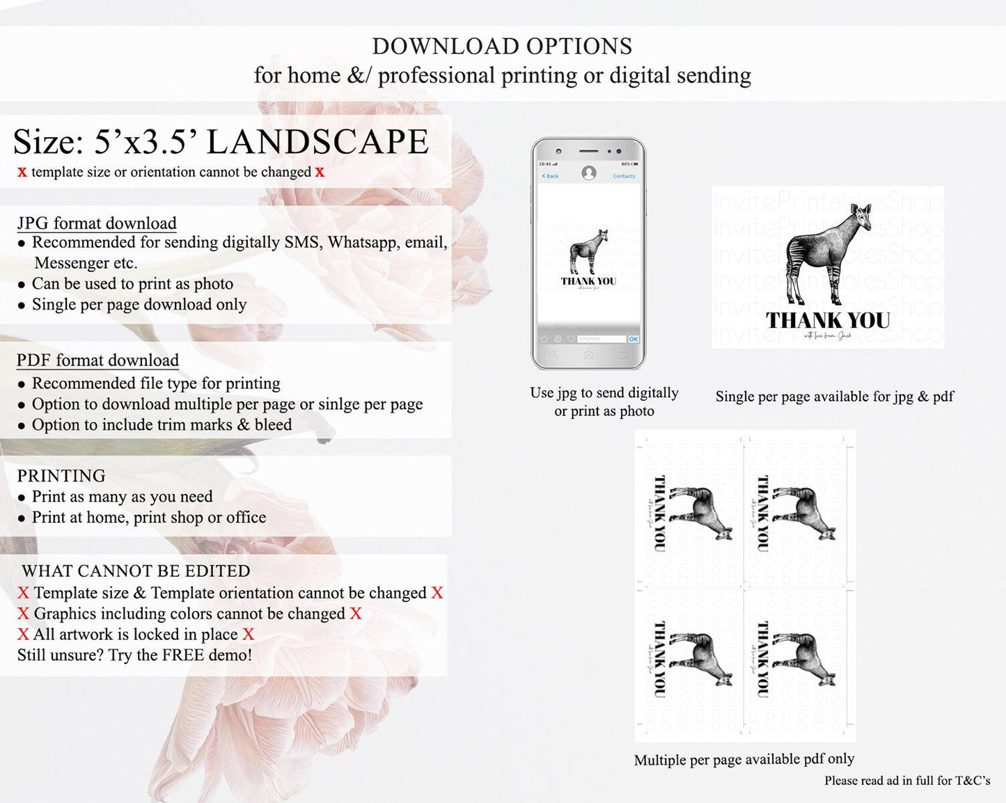 Okapi Thank You Okapi Thank You Card Okapi Party Cards Birthday Thank You Card Safari Card Template Okapi Teacher Thank You Cards D10283