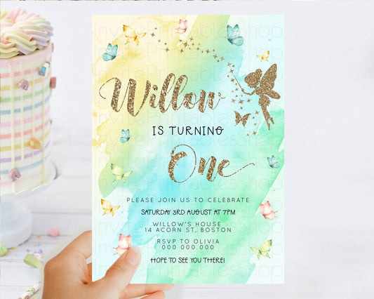 Editable Pastel Fairy Birthday Invitation Pastel Butterflies Fairy Birthday