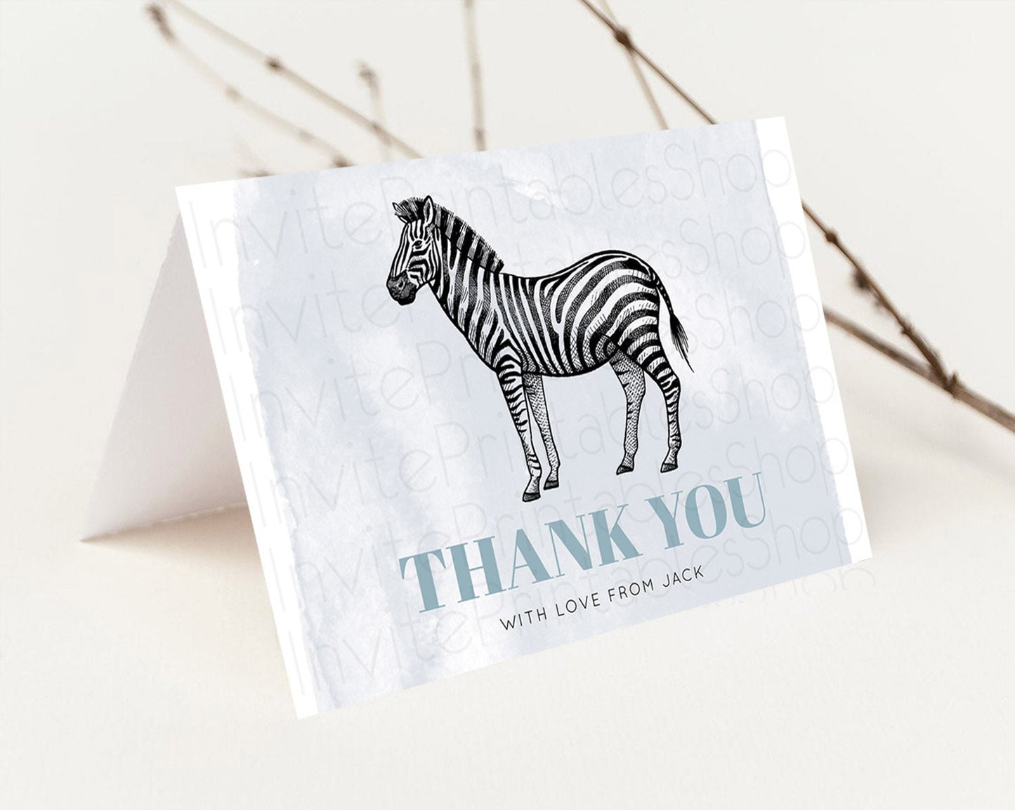 Zebra Thank You Zebra Thank You Card Zebra Birthday Thank You Cards Safari Dried Palm Fern Zebra Teacher Thank You Card Template D10814