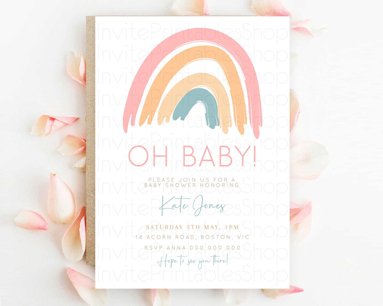 Editable Pastel Rainbow Baby Shower Invitation Pastel Rainbow Invitation Rai