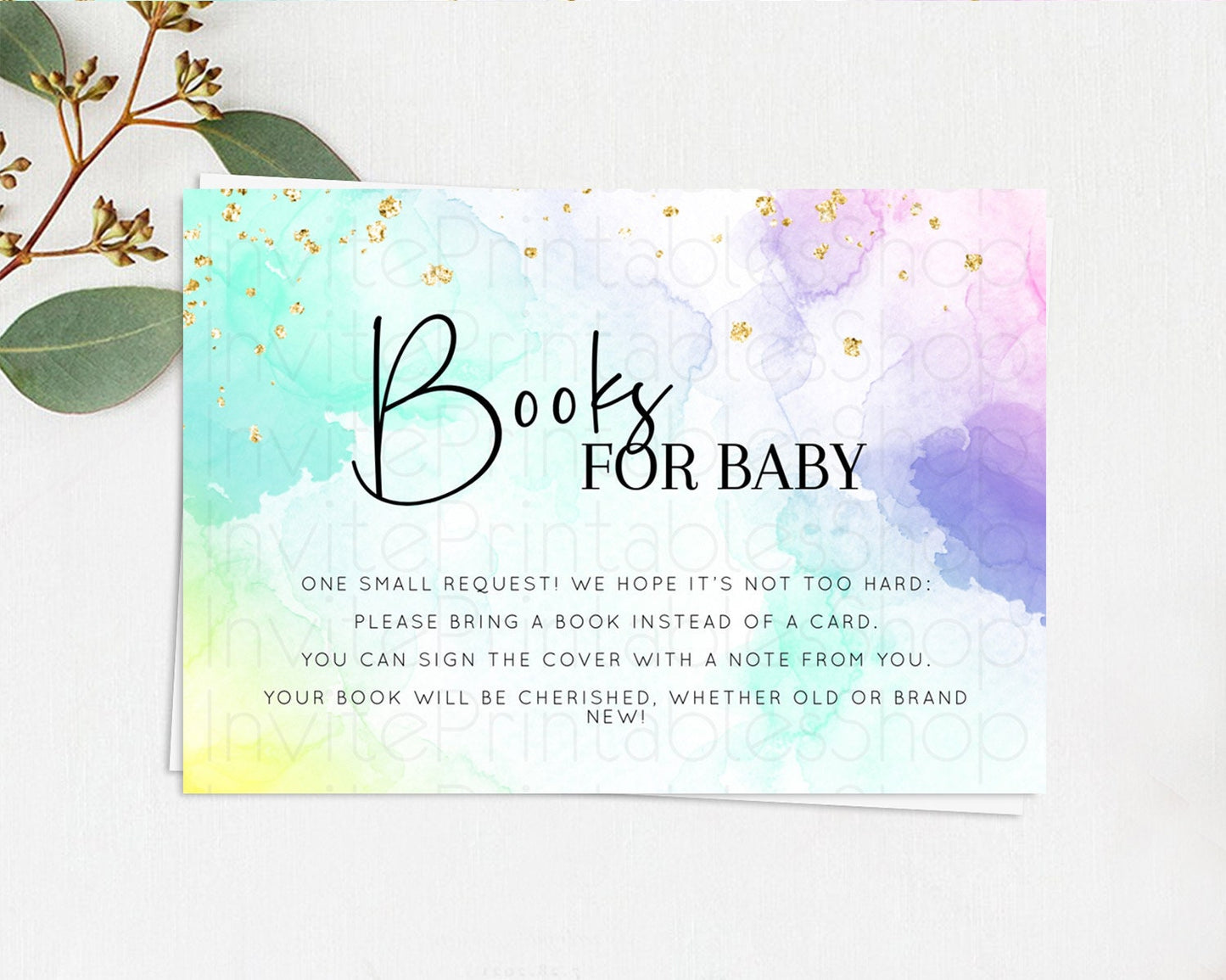 Pastel Books For Baby Card Pastel Rainbow Book Insert Colorful Ombre Watercolor Book Card Confetti Glitter Baby Book Poem Request D10158