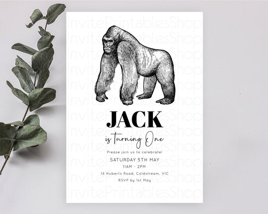 Editable Gorilla Birthday Invitation Gorilla Invitation Gorilla Birthday Jun