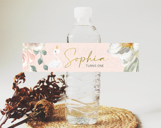 Editable Swan Water Label Template Swan Princess Ballet Party Decor Enchante