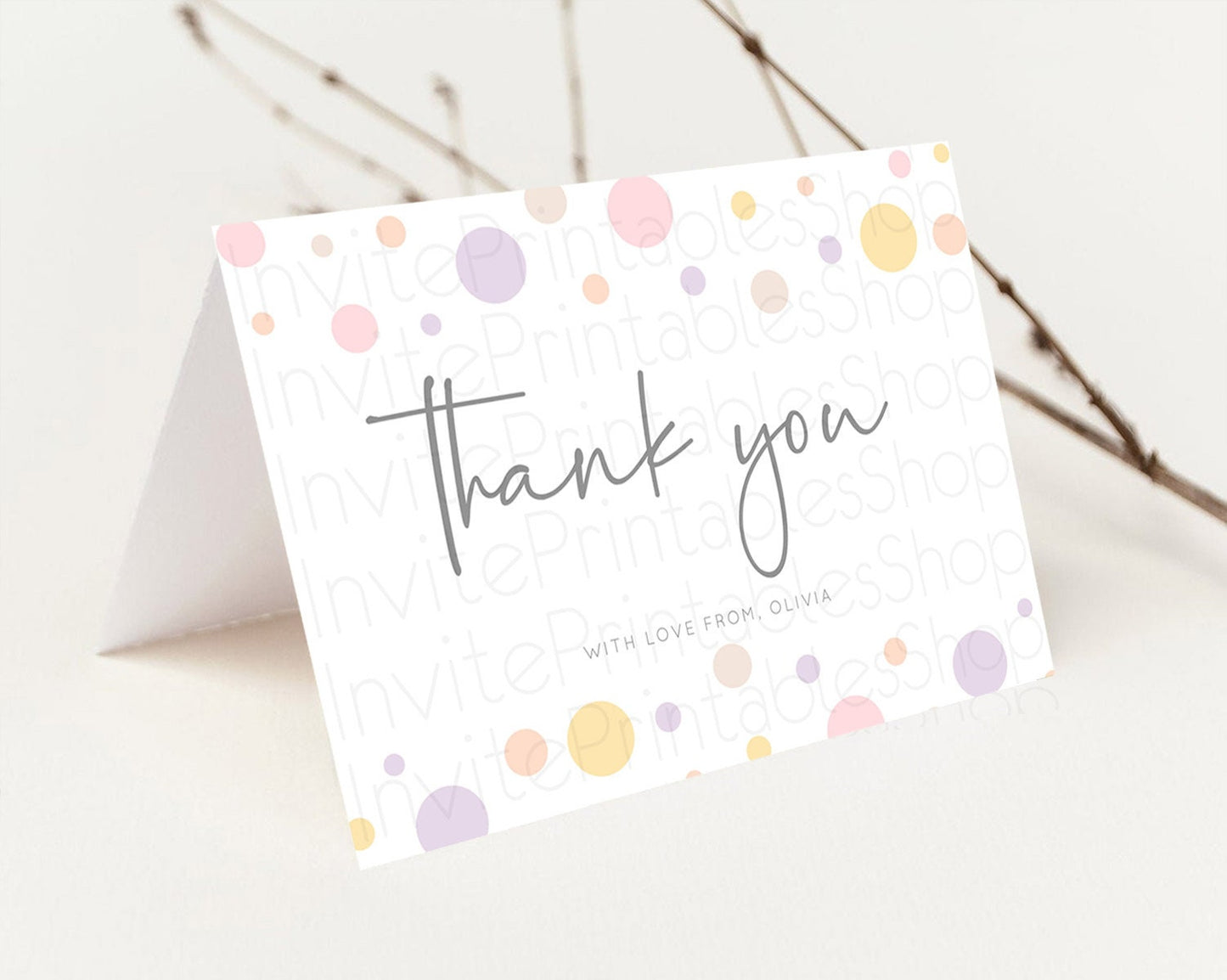 Rainbow Thank You Pastel Thank You Card Pastel Rainbow Birthday Thank You Confetti Colorful Pastel Cards Teacher Thank You Cards D10759