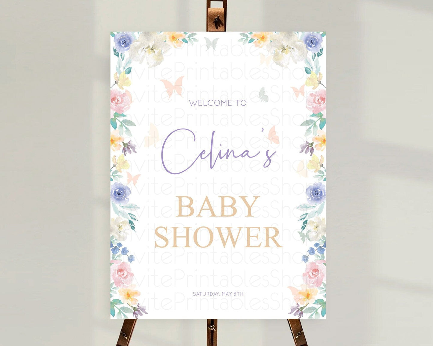 Secret Garden Baby Shower Welcome Sign Wildflower Welcome Board Pastel Flower Garden Welcome Poster Boho Wildflower Welcome Sign D10710