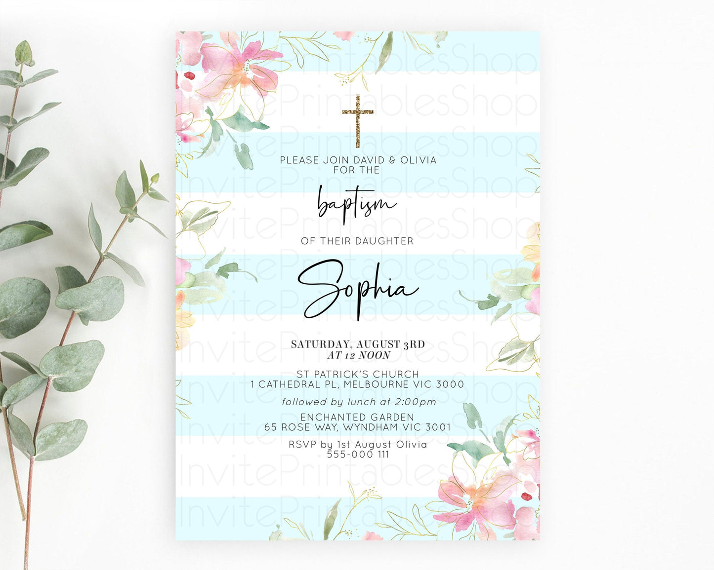 Secret Garden Baptism Invitation Wildflower Baptism Birthday Invite Pastel Flowers Christening Invite Enchanted Garden Boho Floral  D10303