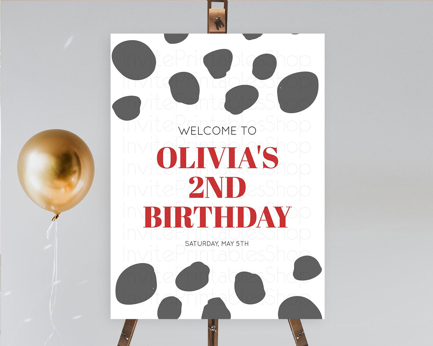 Dalmatian Welcome Sign Dalmatian Welcome Board Dalmatian Red Black Spots Welcome Poster Dalmatian First Birthday Welcome Sign D10738