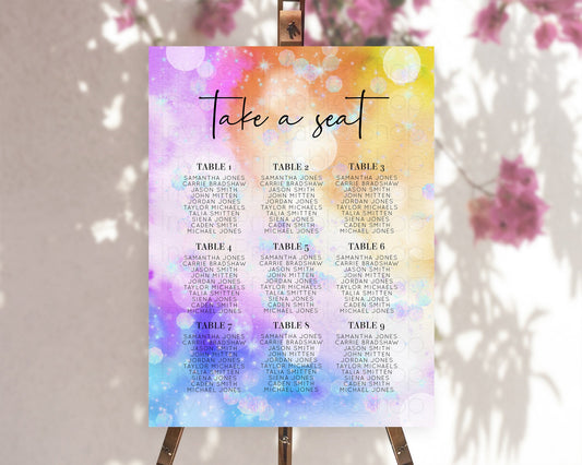 Editable Rainbow Seating Chart Pastel Seating Chart Iridescent Sprinkles Col