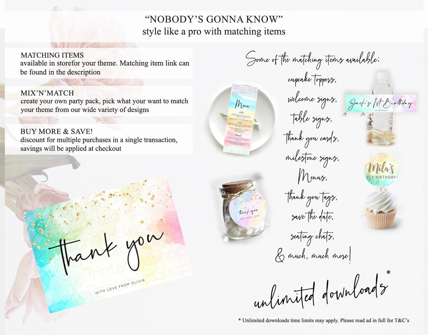 Pastel Thank You Rainbow Thank You Card Colorful Pastel Birthday Thank You Card Confetti Watercolor Pastel Teacher Thank You Cards D10151