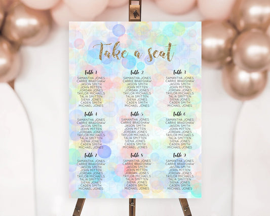 Editable Bubbles Seating Chart Pastel Seating Chart Bath Bomb Party Pastel B