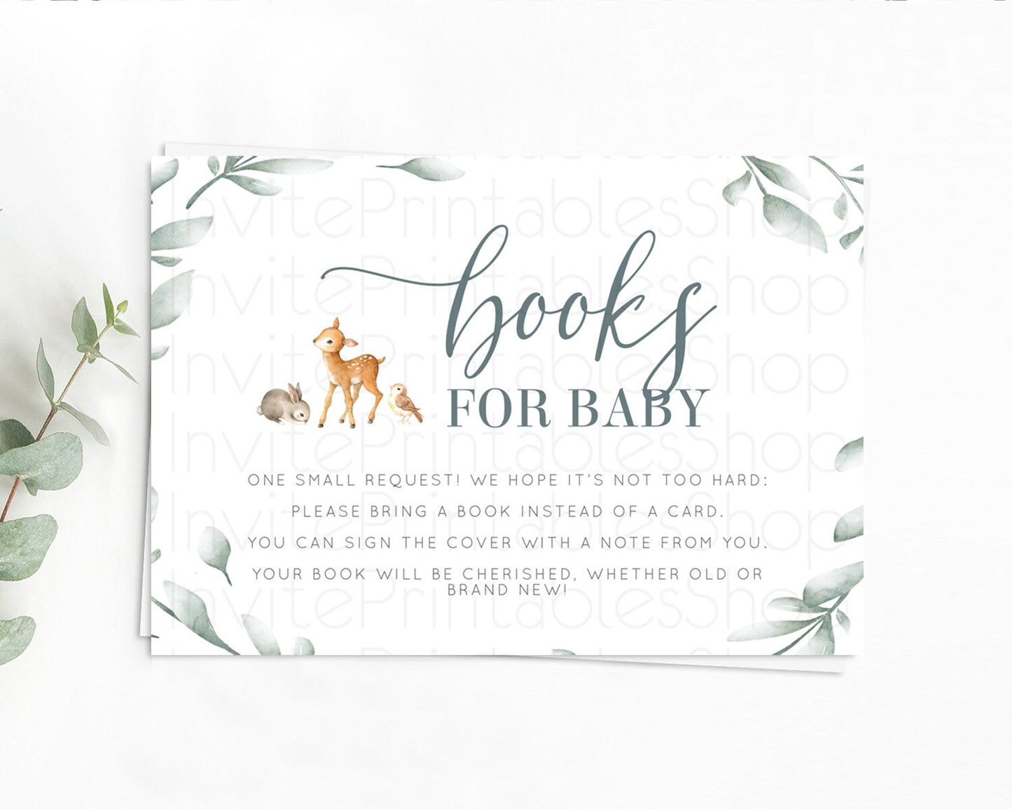 Fawn Books For Baby Card Deer Book Insert Floral Deer Book Card Enchanted Forest Butterfly Pastel Baby Shower Book Poem Request D10872