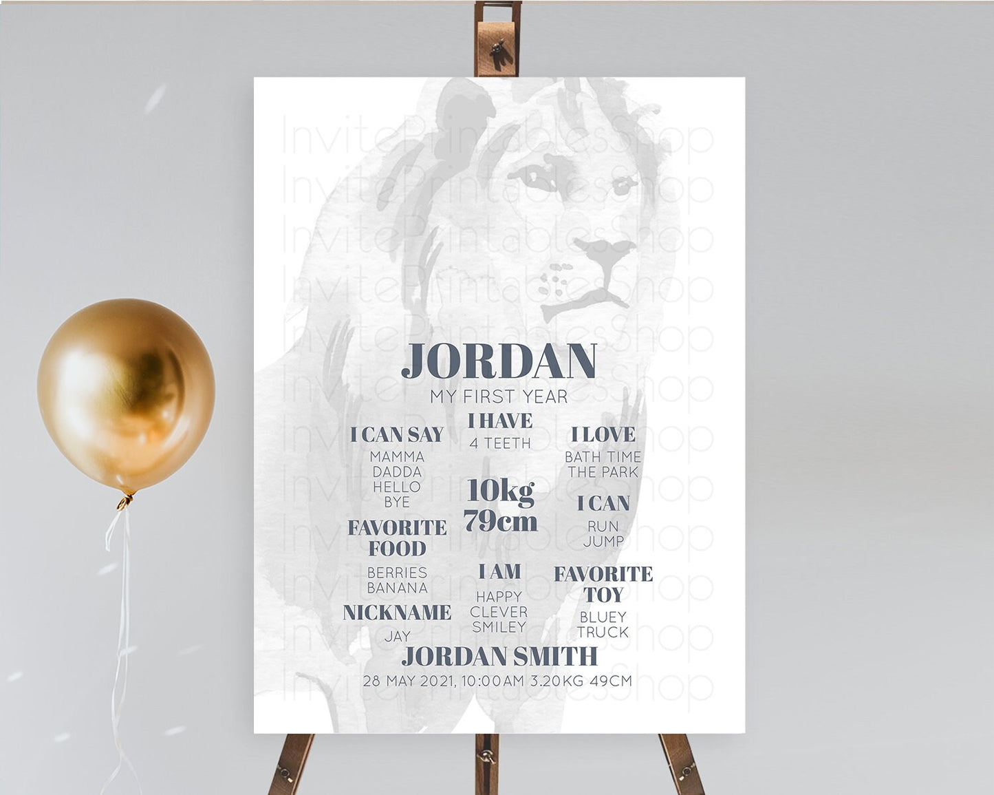 Lion First Birthday Milestone Board Lion Milestone Poster Lion Decor Safari Adventure Palm Leaf Lion First Birthday Welcome Sign D10299