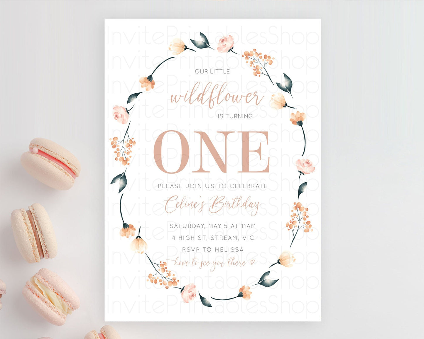 Secret Garden Invitation Wildflower Birthday Invitation Pastel Flowers Invite Enchanted Garden Boho Floral 3rd 2nd First Birthday D10240