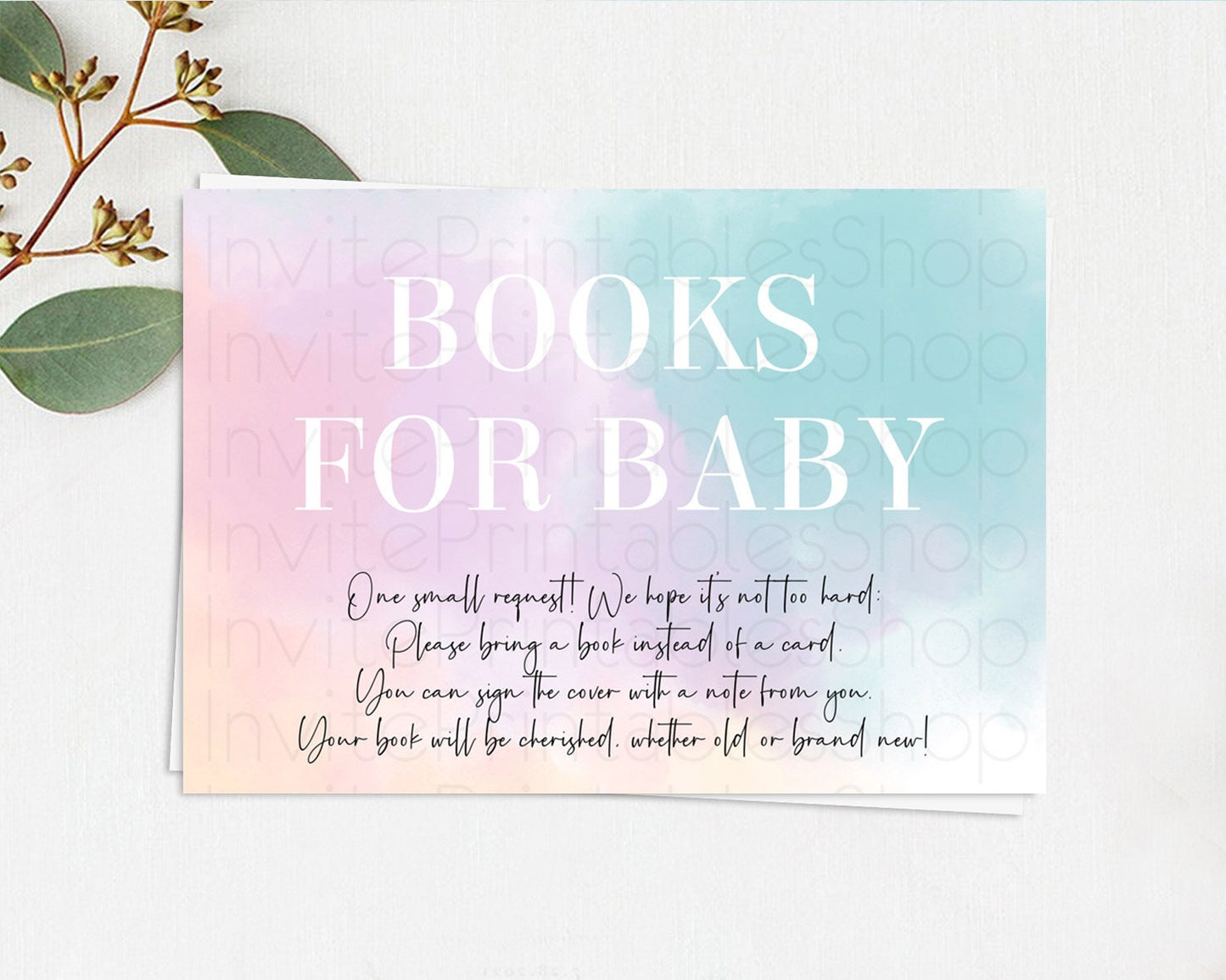 Pastel Books For Baby Card Pastel Rainbow Book Insert Colorful Ombre Watercolor Book Card Confetti Glitter Baby Book Poem Request D10375