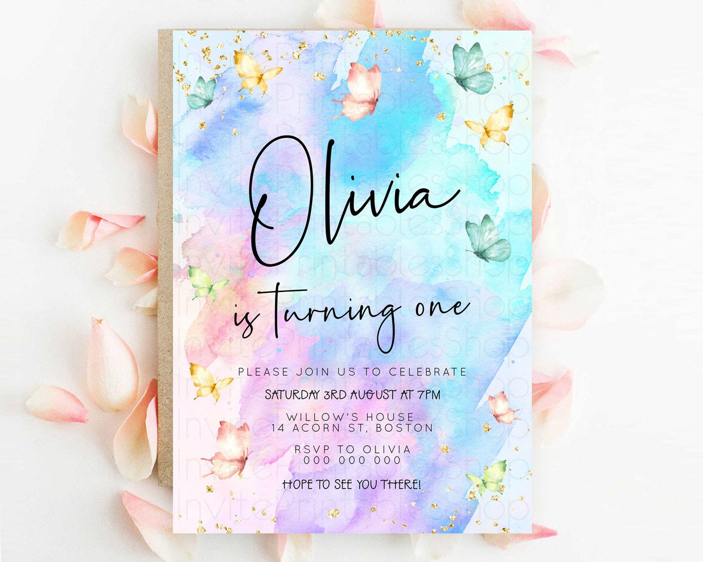 Editable Pastel Butterfly Birthday Invitation Butterfly Birthday Invitation