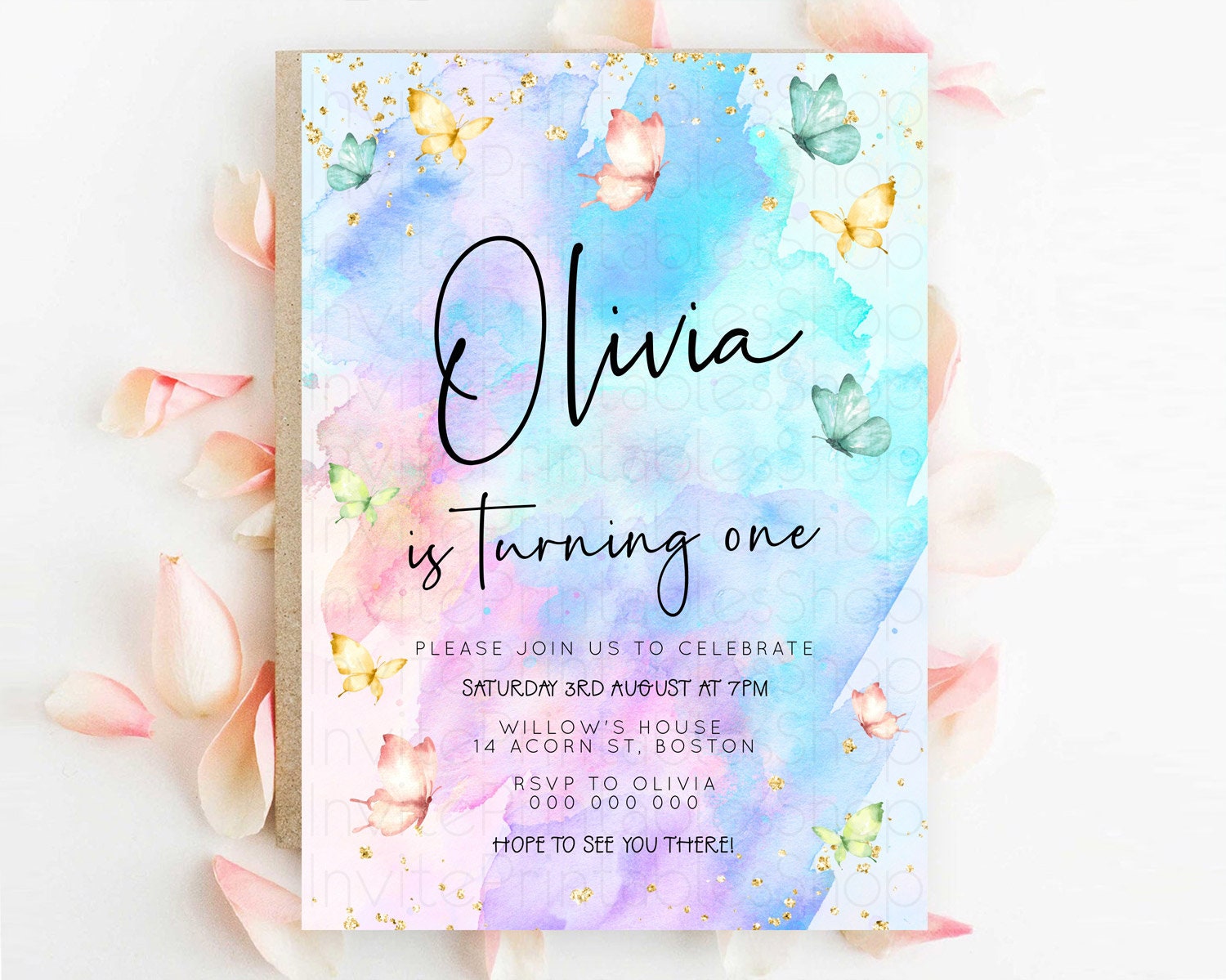 Editable Pastel Butterfly Birthday Invitation Butterfly Birthday Invitation