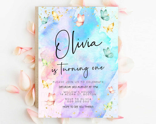Editable Pastel Butterfly Birthday Invitation Butterfly Birthday Invitation
