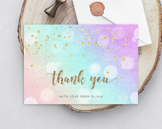 Pastel Thank You Rainbow Thank You Card Colorful Pastel Birthday Thank You Card Confetti Watercolor Pastel Teacher Thank You Cards D10621