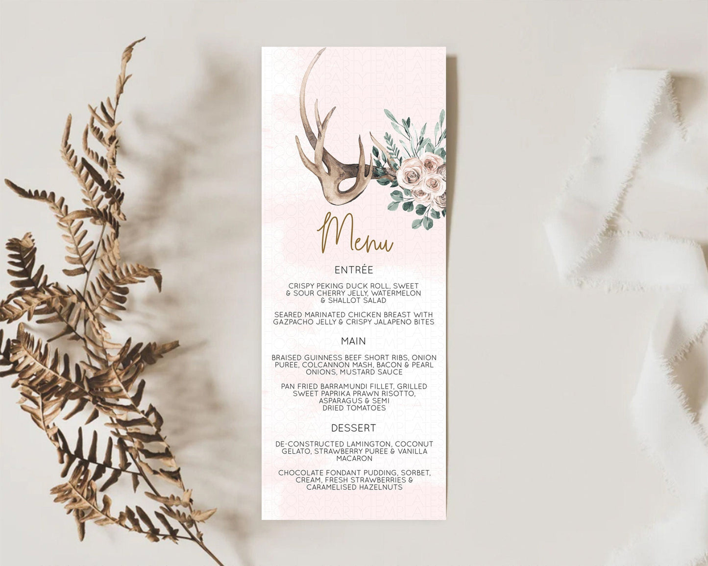Secret Garden Menu Wildflower Menu Template Pastel Flower Garden Table Decor Boho Floral Dinner Dessert Floral Party Food Menu D11010