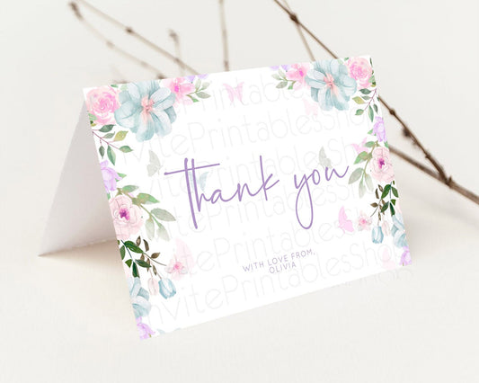 Editable Secret Garden Thank You Wildflower Thank You Card Pastel Flower Gar