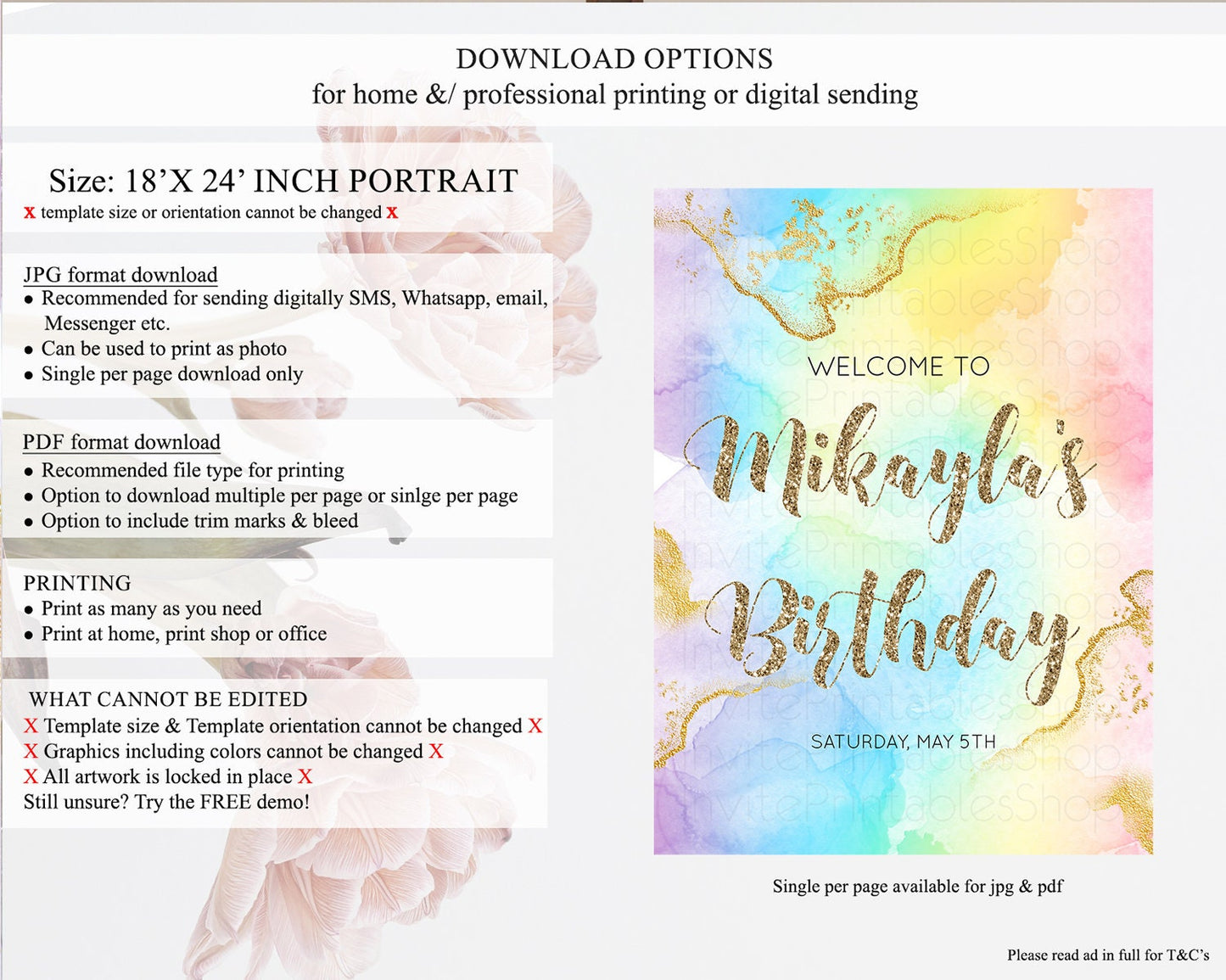 Pastel Welcome Sign Pastel Rainbow Welcome Sign Colorful Rainbow Confetti Watercolor Glitter Pastel First Birthday Welcome Sign D10589