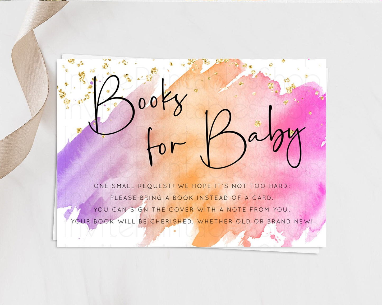 Pastel Books For Baby Card Pastel Rainbow Book Insert Colorful Ombre Watercolor Book Card Confetti Glitter Baby Book Poem Request D10488