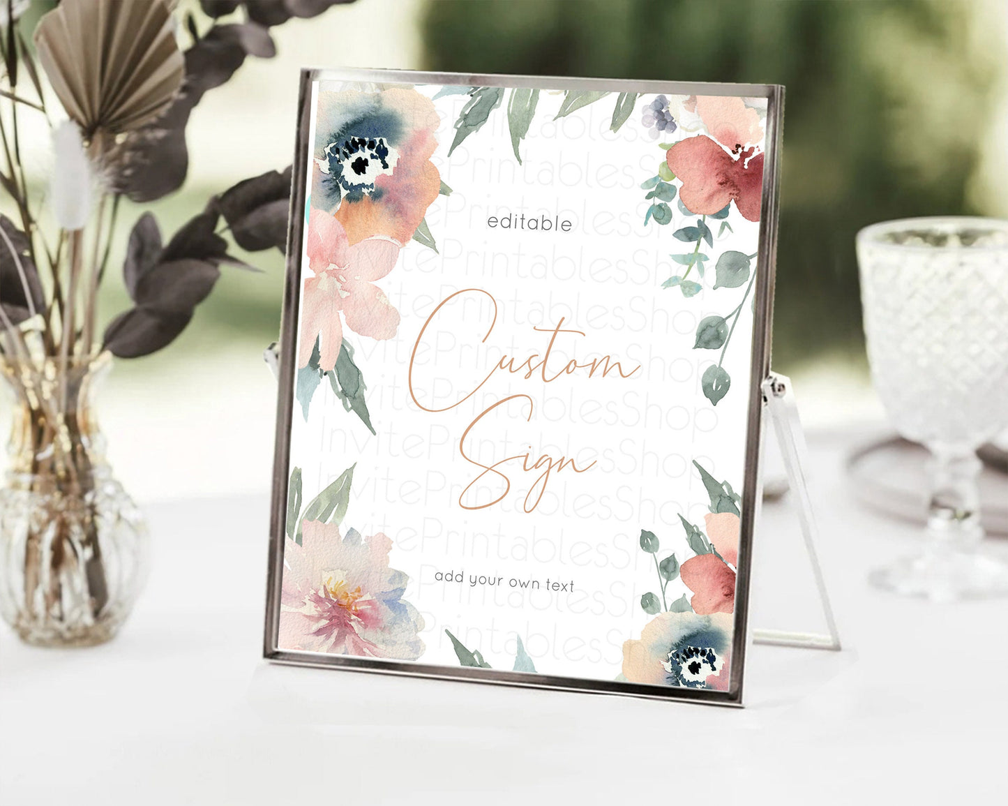 Wildflower Floral Table Sign Decor Secret Garden Sign Template Pastel Floral Garden Party Boho Flowers Birthday Baby Shower Wedding D10787