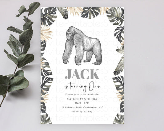 Editable Gorilla Birthday Invitation Gorilla Invitation Gorilla Birthday Jun