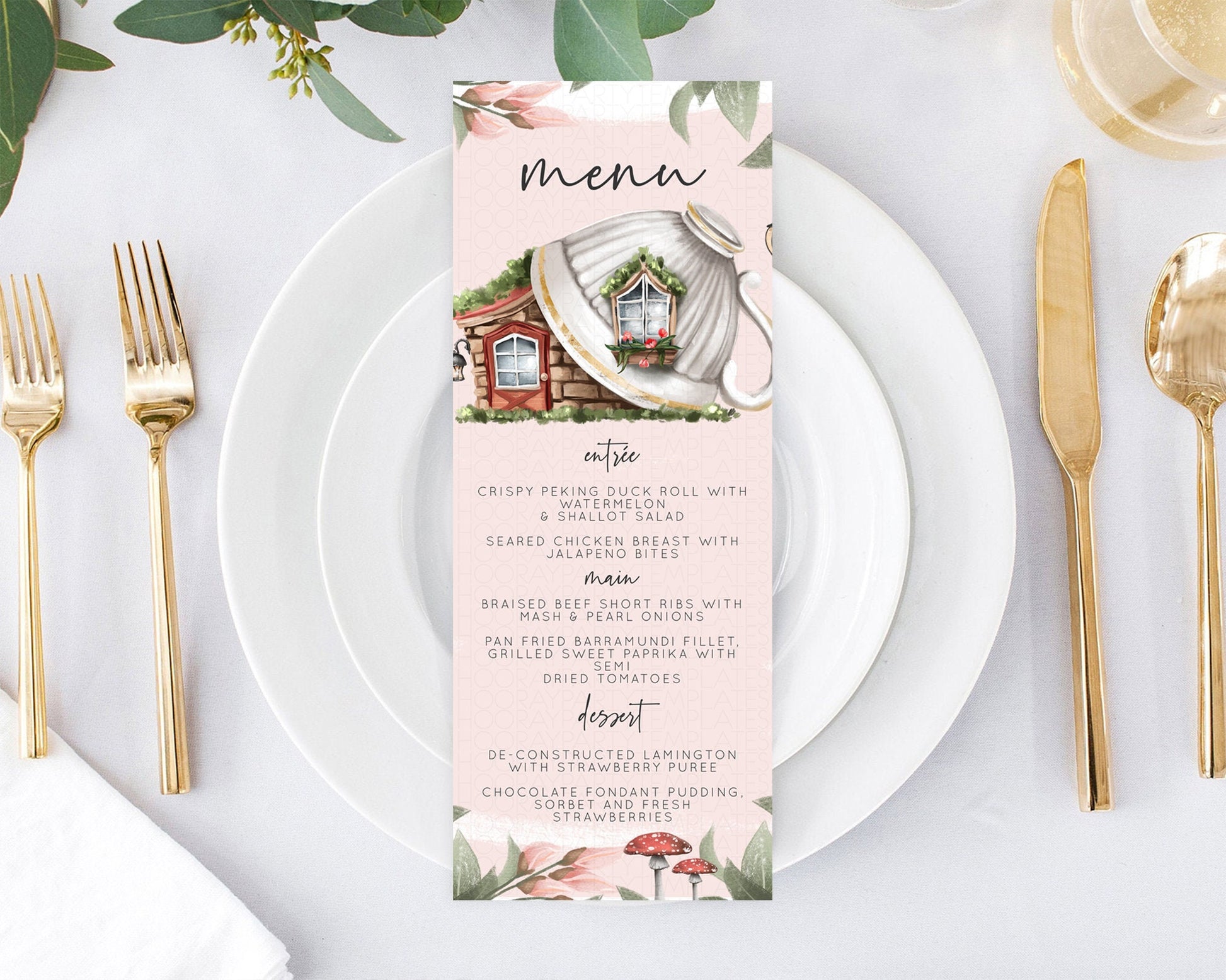 Editable Fairy Menu Fairy Menu Template Enchanted Garden Pastel Floral Butte
