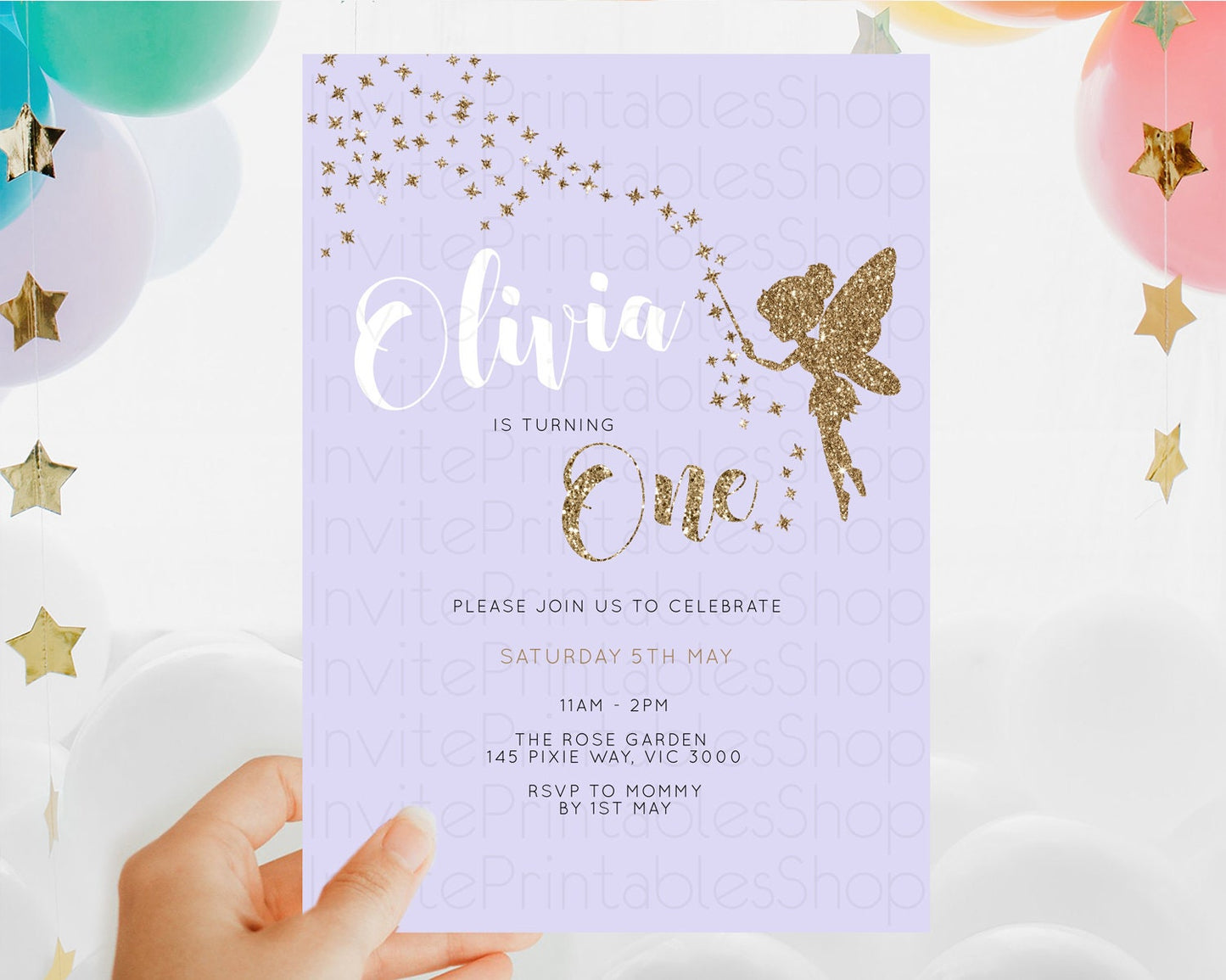 Fairy Birthday Invitation Fairy Invites Fairy Tea Party Fairy Garden Birthday Secret Garden Enchanted Garden Pastel Floral Butterfly D10389