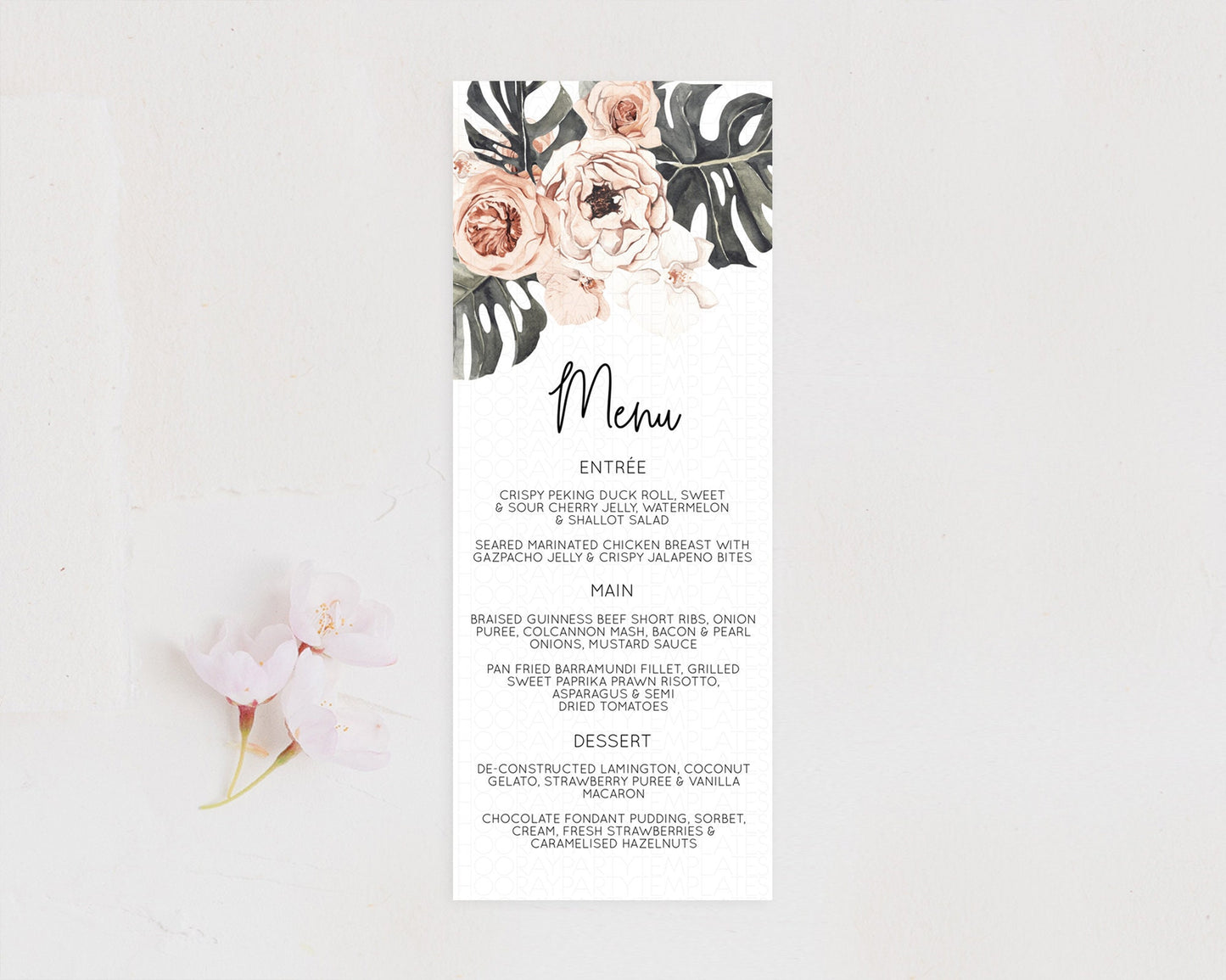 Secret Garden Menu Wildflower Menu Template Pastel Flower Garden Table Decor Boho Floral Dinner Dessert Floral Party Food Menu D11050