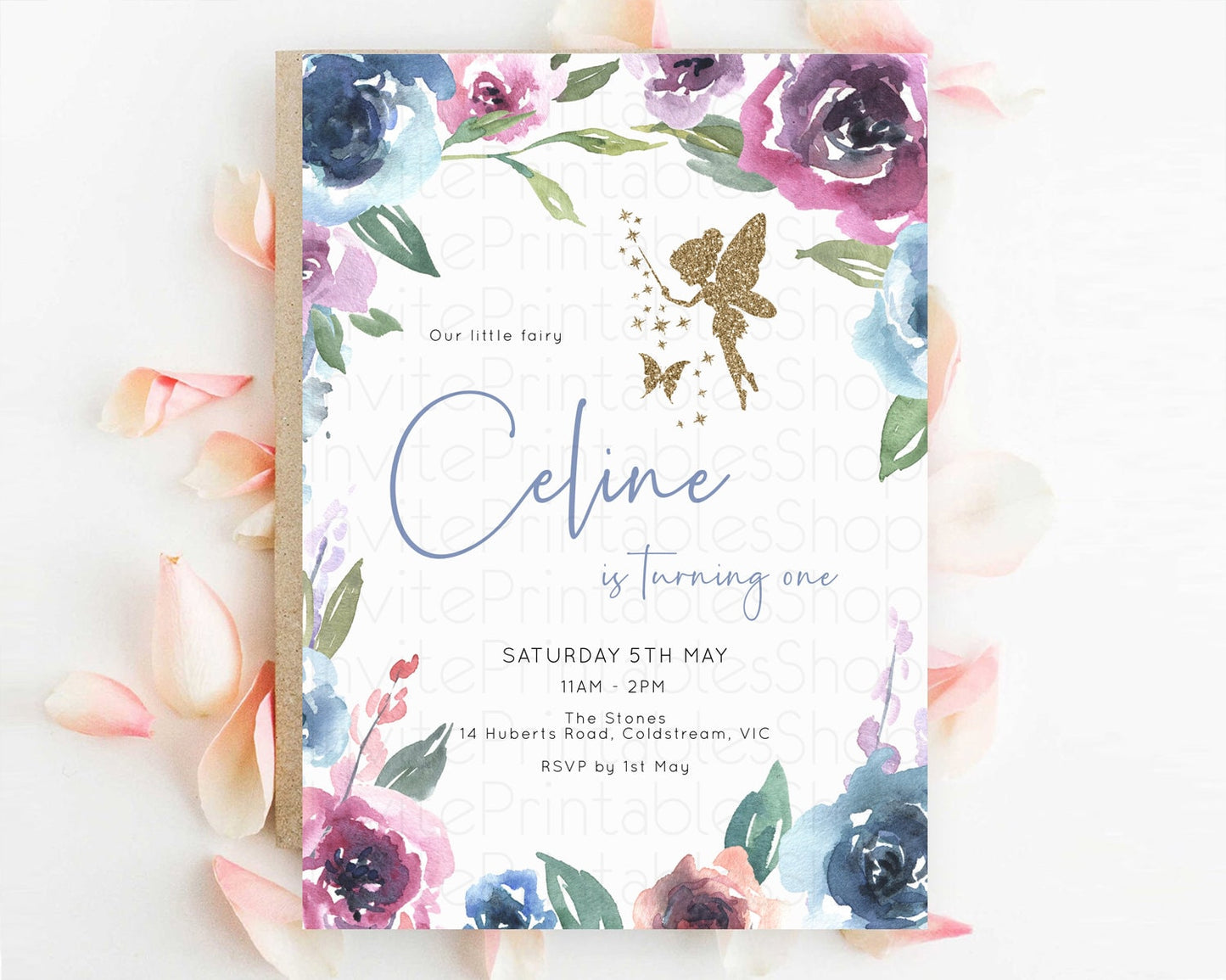 Fairy Birthday Invitation Fairy Invites Fairy Tea Party Fairy Garden Birthday Secret Garden Enchanted Garden Pastel Floral Butterfly D10188